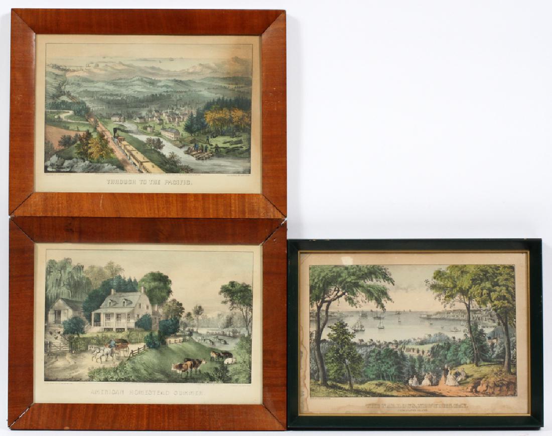 CURRIER AND IVES, LITHOGRAPHS, 3 LANDSCAPES (1 of 4)