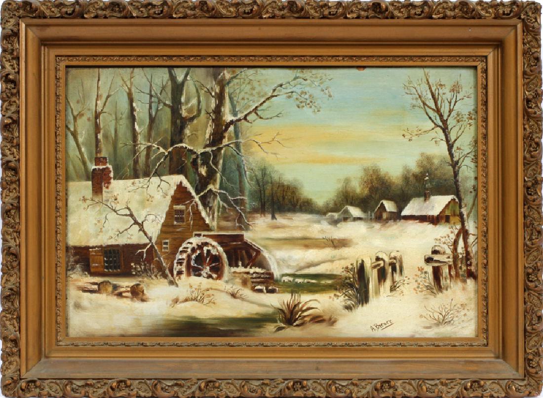 A. BREUER OIL ON ARTIST BOARD FARM LANDSCAPE (1 of 4)