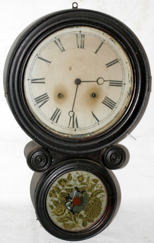 071129 E. INGRAHAM EIGHTDAY WALL CLOCK W/EGLOMAISE