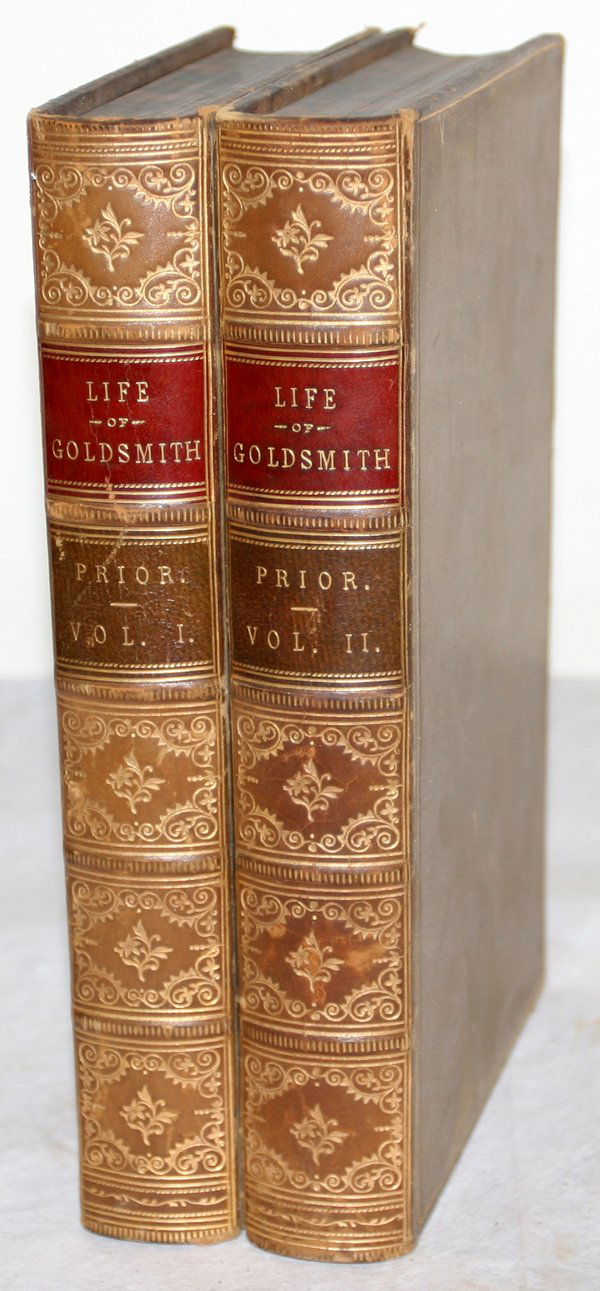 JAMES PRIOR'S "THE LIFE OF OLIVER GOLDSMITH": JAMES PRIOR'S "THE LIFE OF OLIVER GOLDSMITH", 1837, 2 VOLS.:Having calf and gilt covers with marble edges. London: John Murray, 1837.