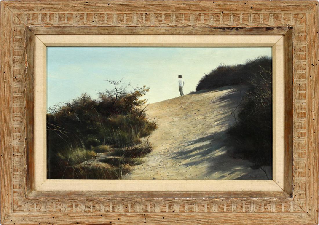 ALAN PRICE OIL ON MASONITE WOMAN ON SAND DUNE (1 of 4)