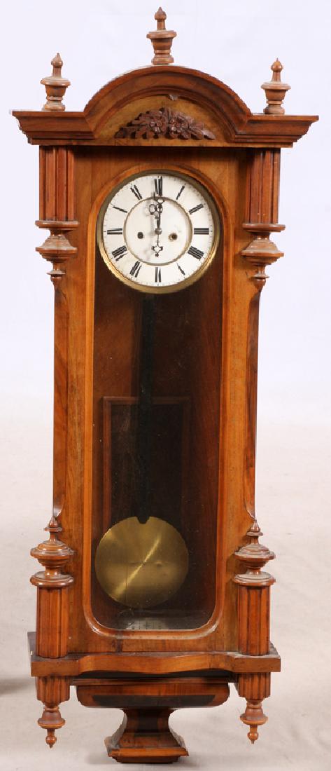 VIENNESE CARVED WALNUT WALL CLOCK, 19TH.C. (1 of 4)