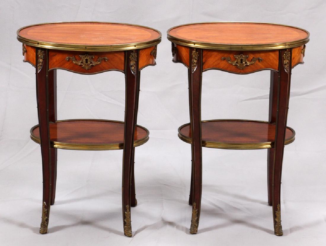 LOUIS XV STYLE SINGLE DRAWER TABLES, PAIR (1 of 3)