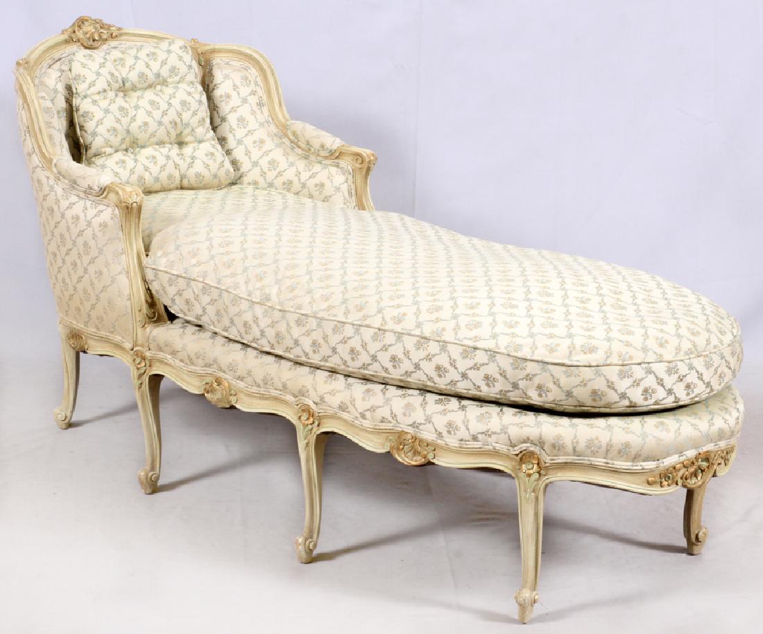 FRENCH STYLE UPHOLSTERED CHAISE LOUNGE