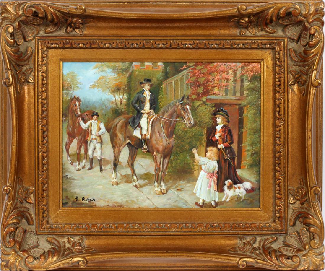 L. ROBERT OIL PAINTING MAN ON HORSE (1 of 3)