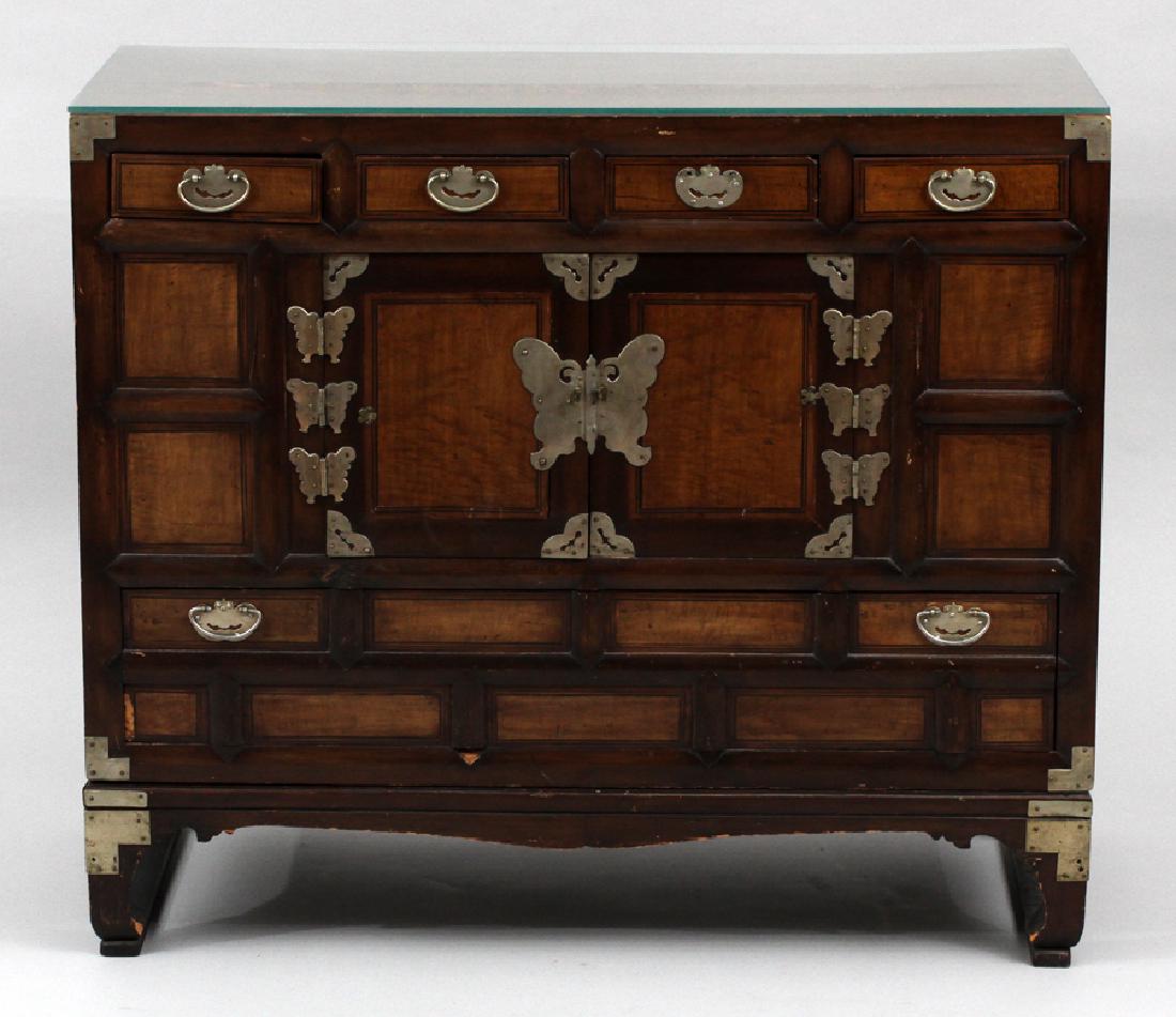 WOOD CUPBOARD/CHEST, H 31 1/2", W 37", D 17" (1 of 4)