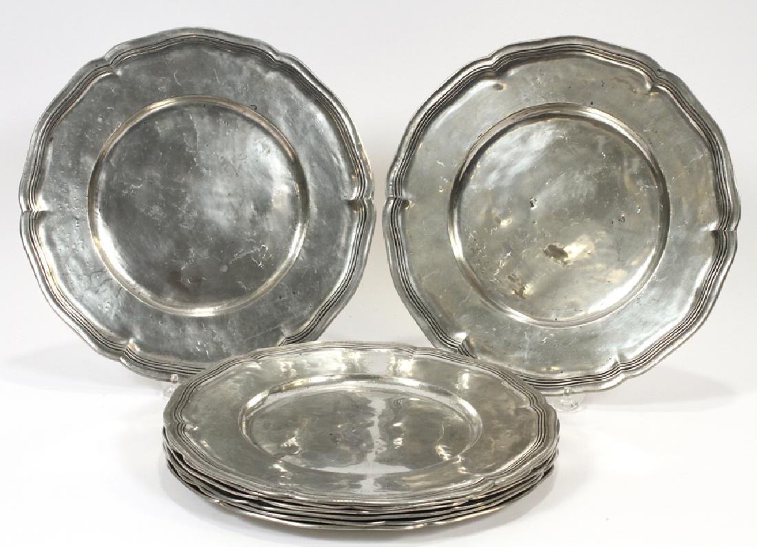 PORTUGUESE PEWTER PLATES, 8 PCS, DIA 11 3/4" (1 of 3)
