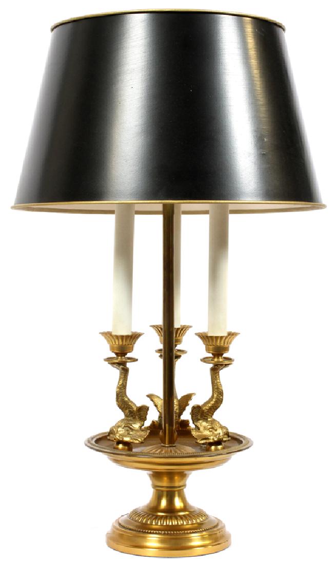BRASS BOUILLOTTE LAMP, H 27", DIA 12" (1 of 2)