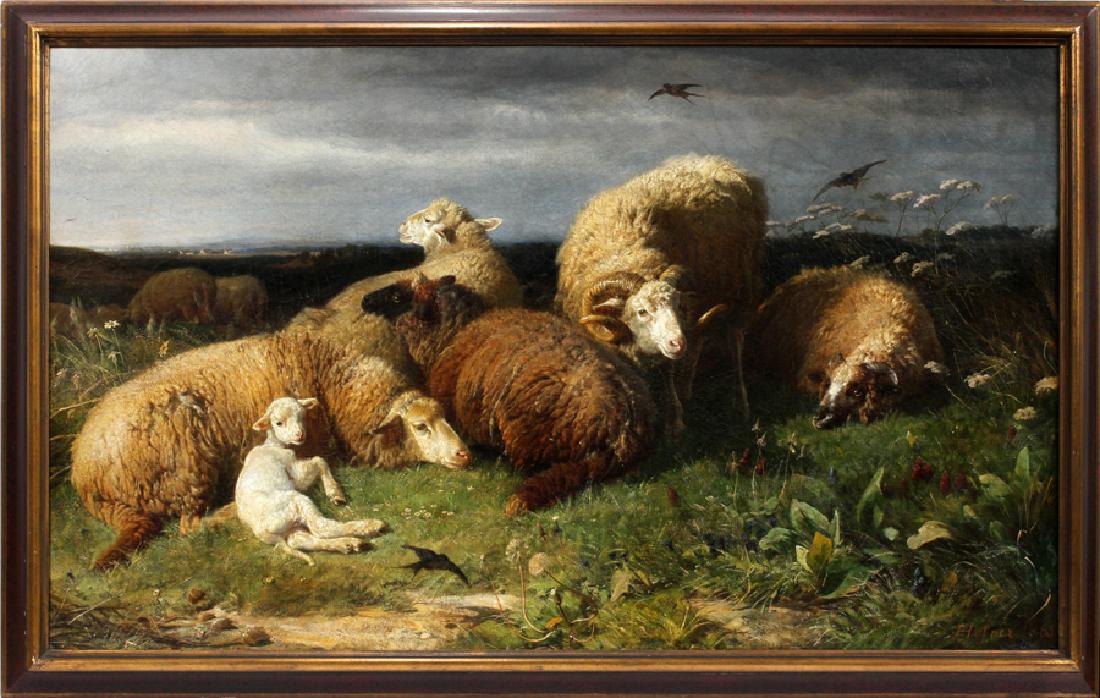 JOHANN BAPTIST HOFNER OIL ON CANVAS, 1865 (1 of 7)