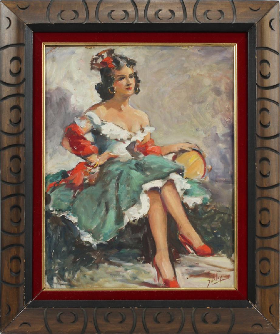 S.  WALLEY OIL ON ACADEMY BOARD GYPSY DANCER (1 of 5)