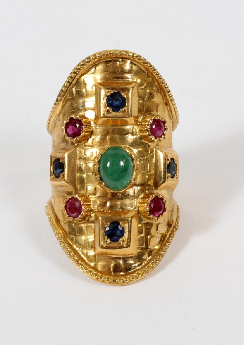 BYZANTINE STYLE GOLD, EMERALD, RUBY RING (1 of 4)