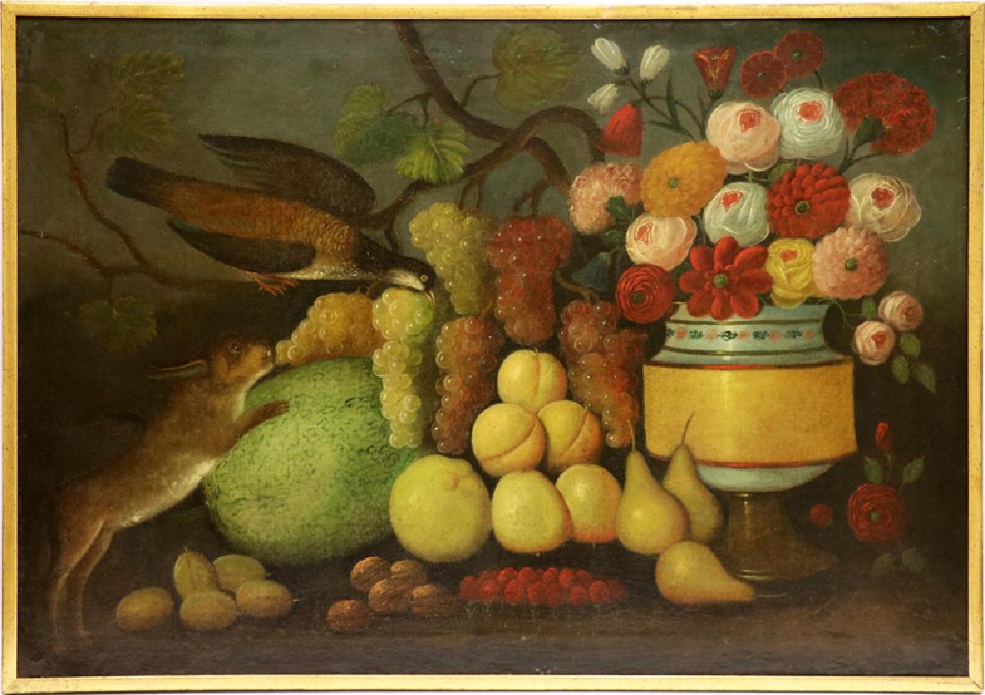 OIL ON CANVAS, ANTIQUE FRUIT WITH ANIMALS (1 of 4)
