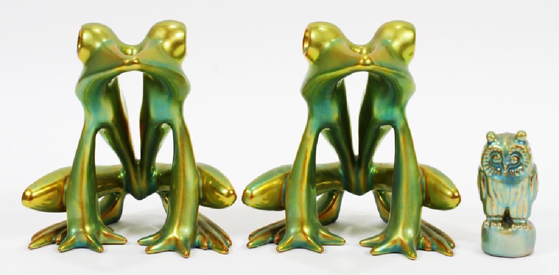 ZSOLNAY CERAMIC FIGURES, THREE PIECES (1 of 4)