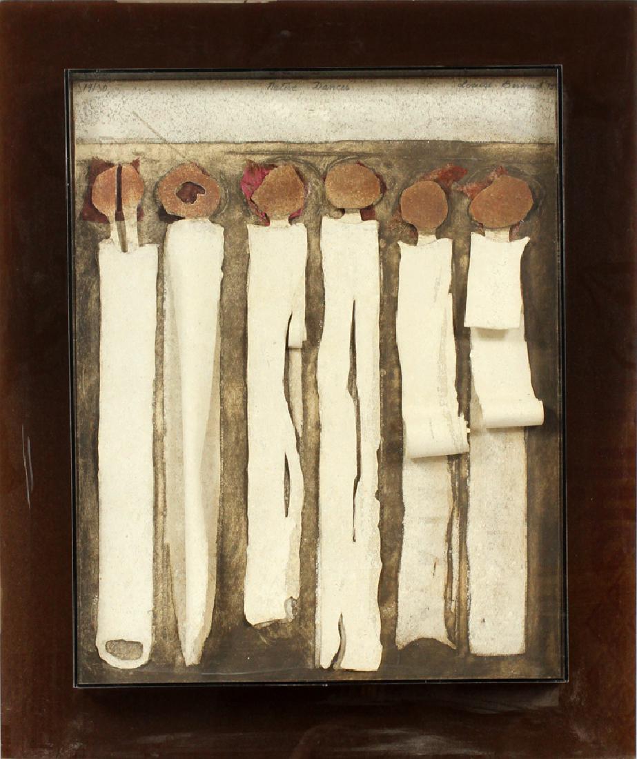 LOUISE BERNARD MIXED MEDIA ASSEMBLAGE ON CANVAS (1 of 5)