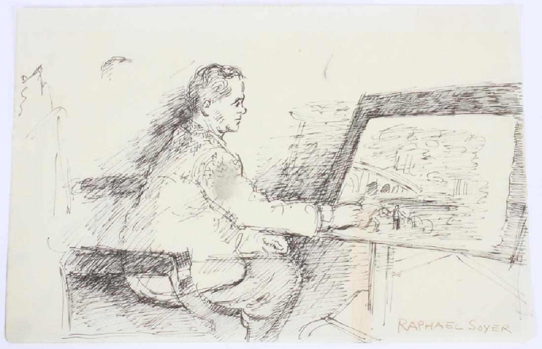RAPHAEL SOYER PEN & INK DRAWING (1 of 5)