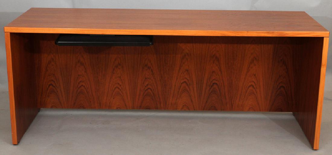 OFFICE FURNITURE GROUPING: OFFICE FURNITURE GROUPING, (FIVE) :Office Furniture Grouping. Desk H 28 1/2", L 60 3/4". Chair. Filing cabinet w 18", H 25", D 19". Credenza L 47" H 25 /2". Writing desk H 28", L 703/4", D 24". 5pcs.