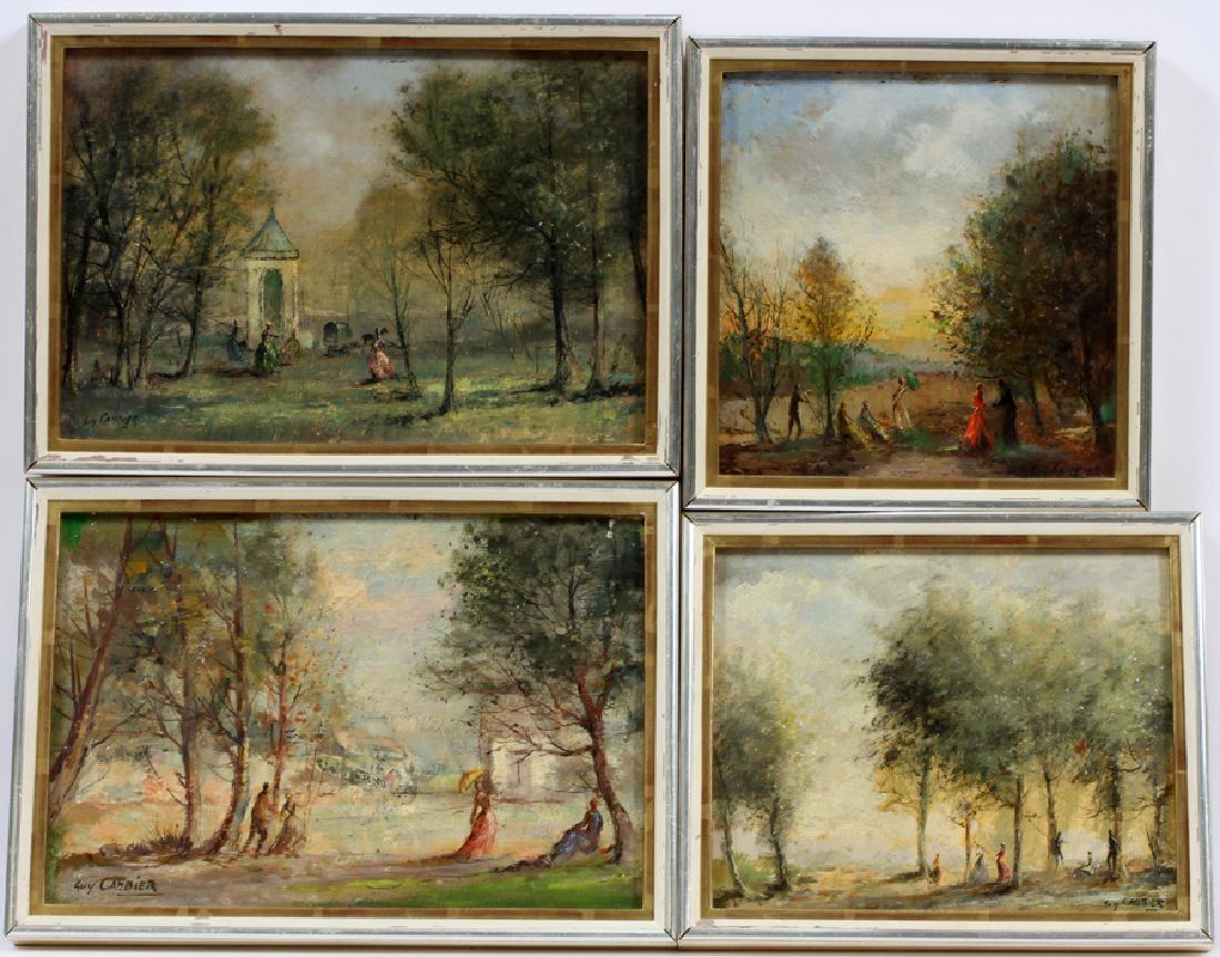 GUY CAMBIER OILS ON MASONITE, 4: GUY CAMBIER (FRENCH, 1923-2008), OILS ON MASONITE, 4, H 9 1/2", W 13 3/4"; H 8 1/2", W 10 1/4"; H 9 1/2", W 9 1/2" :2 Paintings H 9 1/2", W 13 3/4" Painting H 8 1/2", W 10 1/4" Painting 9 1/2", W 9 1/