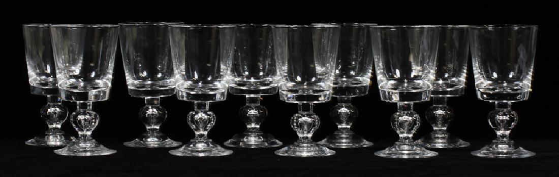 STEUBEN, CRYSTAL GOBLETS WITH TEARDROP SET OF 10: STEUBEN, CRYSTAL GOBLETS WITH TEARDROP SET OF 10 H 6 3/4" :Teardrop in stem. Signed. From a Preston Place Grosse Pointe Farms mansion.