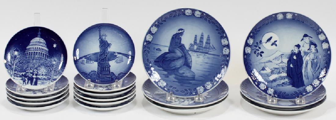 ROYAL COPENHAGEN & BING & GRONDAHL PLATES, 17 PCS: ROYAL COPENHAGEN & BING & GRONDAHL PLATES, 17 PCS :Includes: 6 Royal Copenhagen, Hans Christian Anderson plates, Dia 7" and 11 Bing & Grondahl, Christmas in America plates, Dia 5".