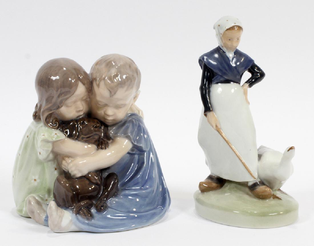 ROYAL COPENHAGEN, FIGURES, 2 H 6", 7": ROYAL COPENHAGEN, FIGURES, 2 H 6", 7" :Includes: #707, children and puppy, 6" and #528, Dutch girl with goose, 7".