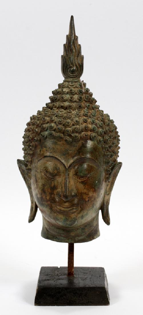 THAILAND METAL MASK H 10.25": THAILAND METAL MASK H 10.25" :On exhibition stand. Head only is 10 1/4". The total height is 13".