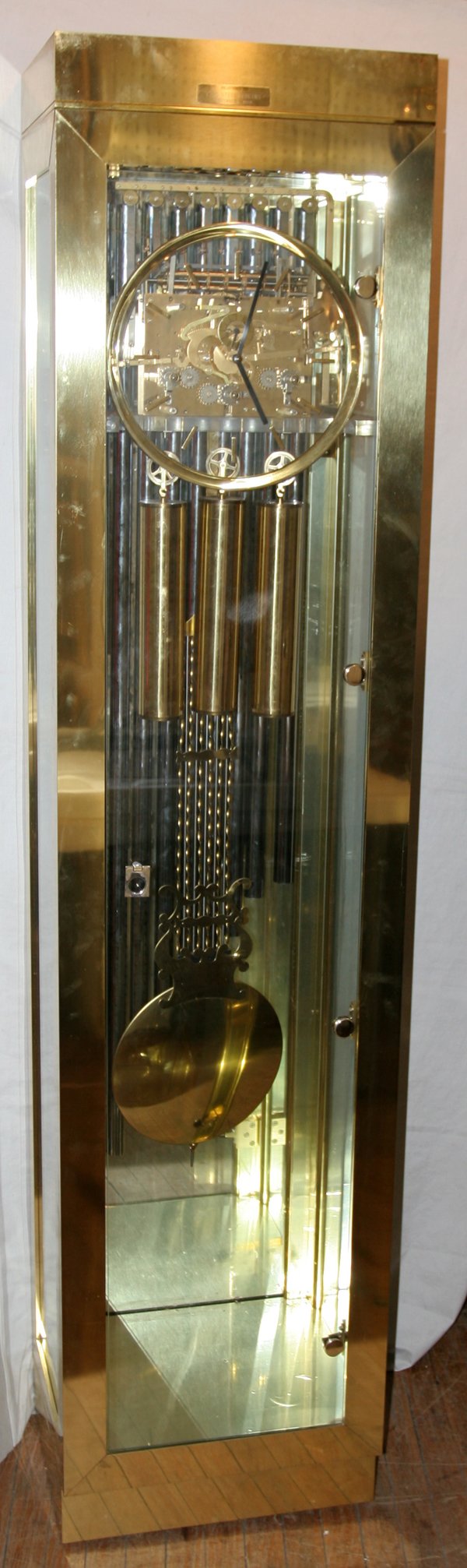 092106 HOWARD MILLER BRASS & GLASS GRANDFATHER CLOCK