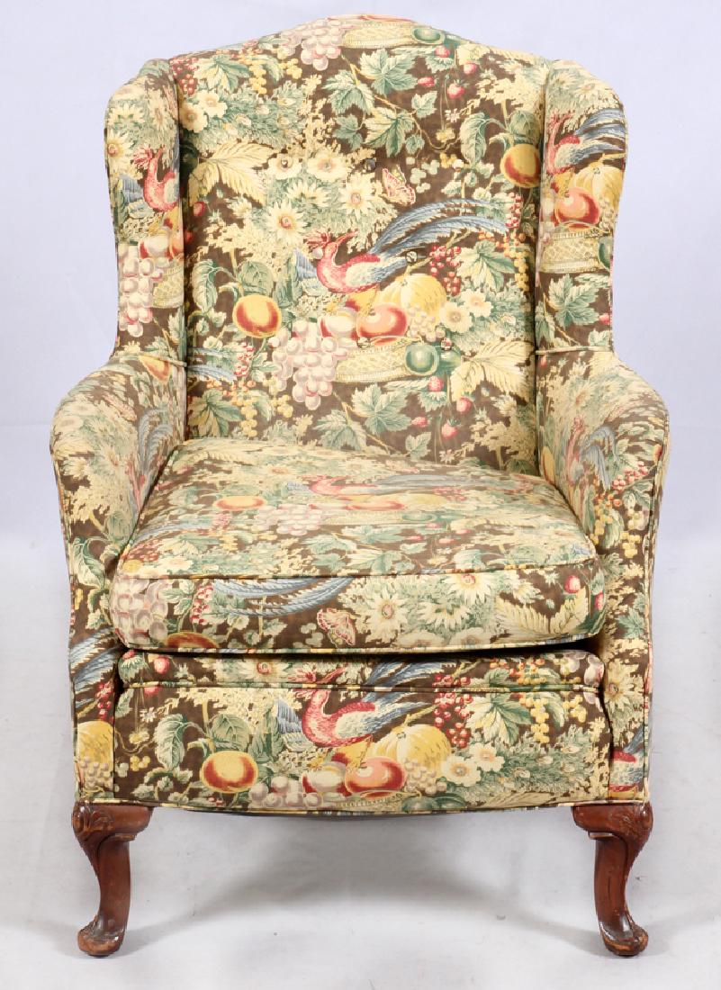 QUEEN ANNESTYLE UPHOLSTERED WINGBACK ARMCHAIR
