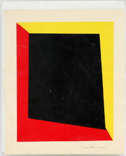 RICHARD MORTENSENSERIGRAPH ON PAPER: RICHARD MORTENSEN (DANISH, 1910-1993), SERIGRAPH ON PAPER, H 7.75", L 6.25", UNTITLED A serigraph on paper by listed Danish artist Richard Mortensen. This Concrete Art (ca. 1930-1960) piece is a compo