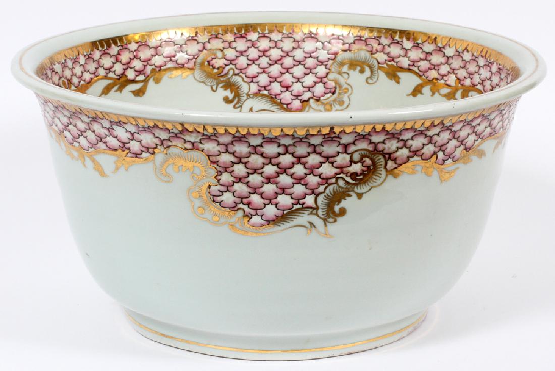 MAITLAND-SMITH HAND PAINTED PORCELAIN BOWL: MAITLAND-SMITH HAND PAINTED PORCELAIN CENTERPIECE BOWL H 7.25", DIA 14.5"HAVING AN OVERALL CLOUD AND VINE DESIGN. MARKED HAND PAINTED AND RE-FIRED ON THE UNDERSIDE.