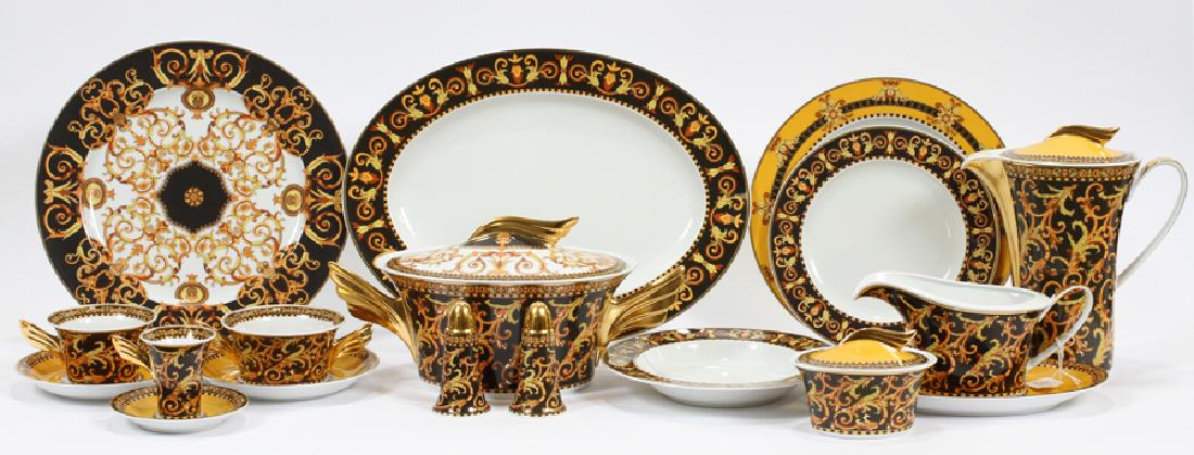 VERSACE ROSENTHAL 'BAROCCO' PORCELAIN SERVICE: VERSACE ROSENTHAL 'BAROCCO' PORCELAIN SERVICE, 143 PCS:A 143-piece set of Versace Rosenthal porcelain dinner service, having the 'Barocco' pattern. The set comprises of twelve handled soup cups, twelv