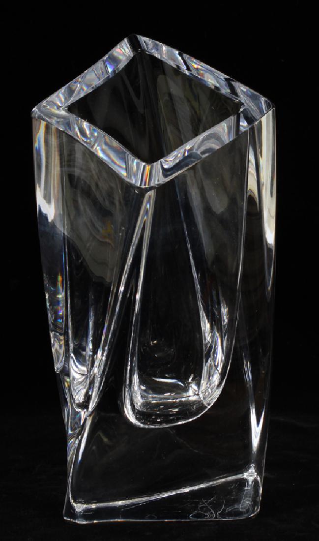 KOSTA BODA "SAILS" CRYSTAL VASE: KOSTA BODA "SAILS" CRYSTAL VASE, H 9 1/8", L 4", D 4" :A Kosta Boda "Sails" crystal vase marked 48730 and signed G. [Goran] Warff.