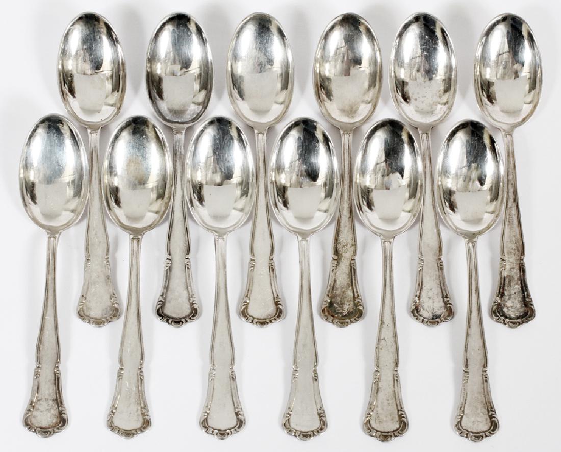 GERMAN .800 SILVER DEMITASSE SPOONS, 12: GERMAN .800 SILVER DEMITASSE SPOONS, 12 :A SET OF 12 .800 SILVER DEMITASSE SPOONS (L 4"). 3.60 TROY OZ.