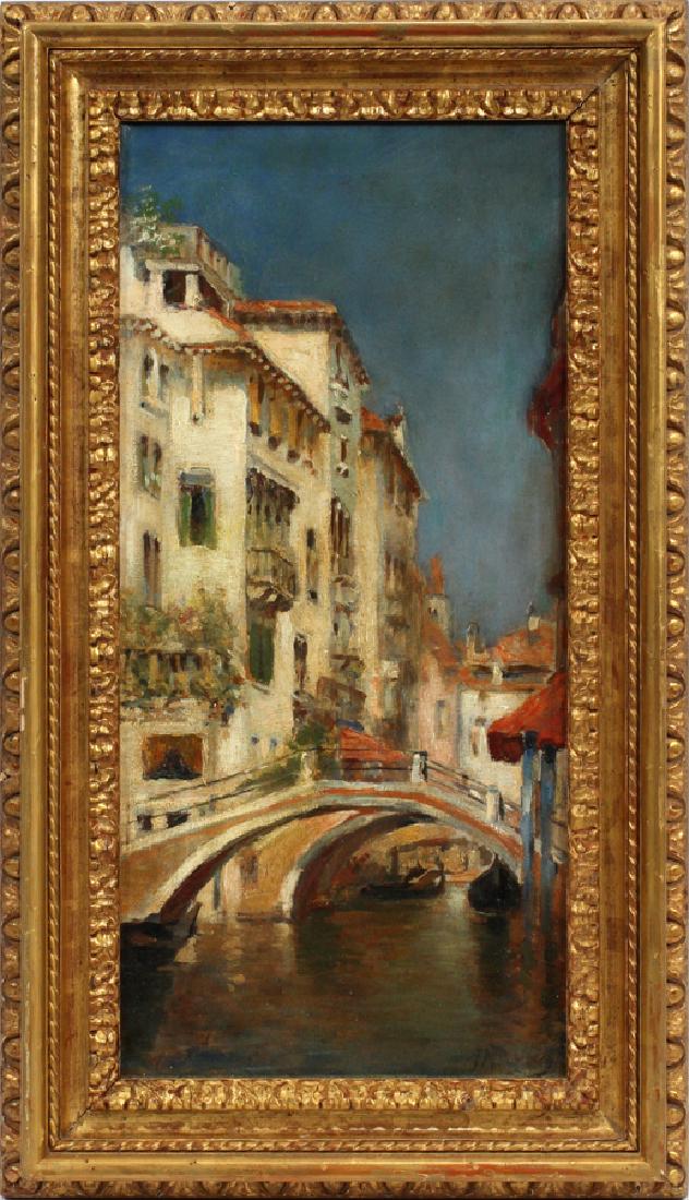 JOHN MAKLEY ROGINSON, OIL ON CANVAS: JOHN MAKLEY ROGINSON, OIL ON CANVAS H 20.5" W 10" VENICE :Signed. Frame. Label from Thomas Cornell Galleries.