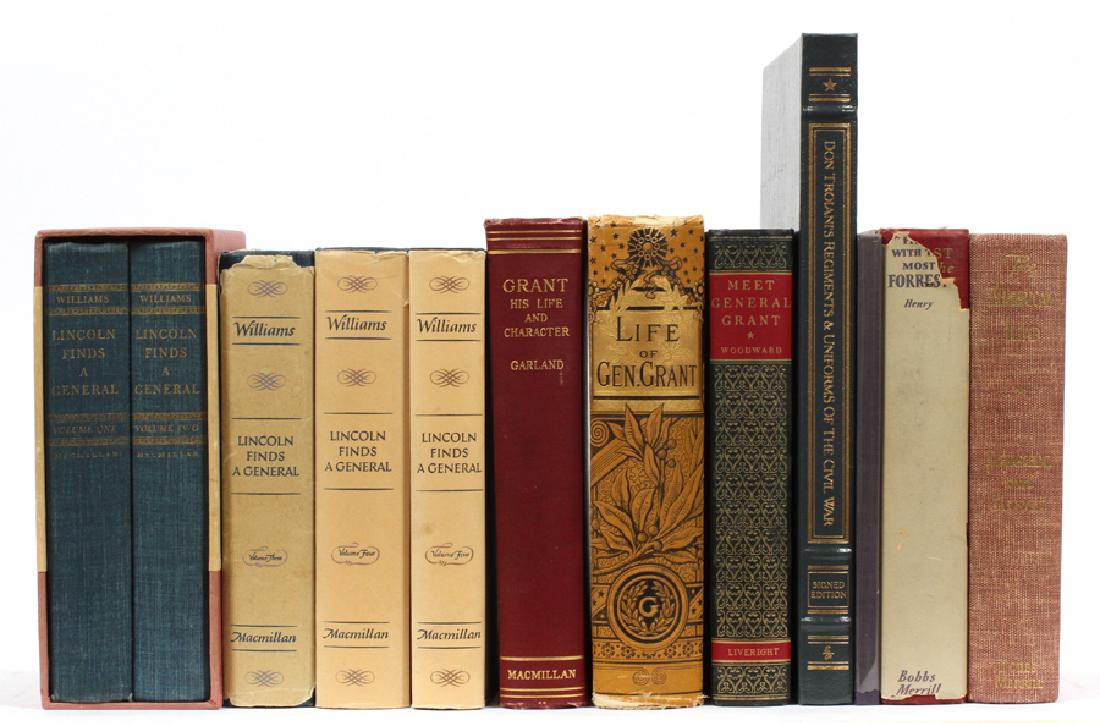 CIVIL WAR BOOK COLLECTION, 12 VOLUMES: CIVIL WAR BOOK COLLECTION, 12 VOLUMES :"Civil War Art", by Don Troiani, "Letters from Lloyd Lewis", 1950, "Grant His Life and Character", by Garland, 1898. "First with the Most Forrest", by Robert Sel