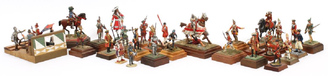 HAND PAINTED LEAD TOY SOLDIERS AND SAILORS: HAND PAINTED LEAD TOY SOLDIERS AND SAILORS, 28 PCS., H 3" - 6" :Depicting medieval, 17th and 18th century soldiers, seaman, knights on horseback. With descriptions of most of the pieces under the base