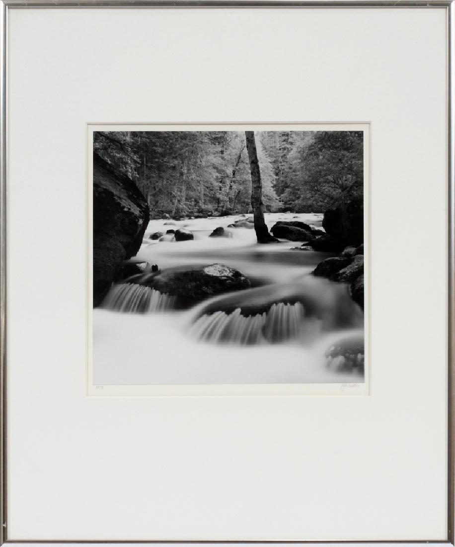 JOHN SEXTON PHOTOGRAPH, 1980: JOHN SEXTON (AMERICAN, B. 1953), PHOTOGRAPH, 1980, IMAGE & PAPER: H 9 1/4", W 9 5/8", "MERCED RIVER, HAPPY ISLES YOSEMITE VALLEY, CALIFORNIA" :Pencil signed on the mount; no edition number; although d