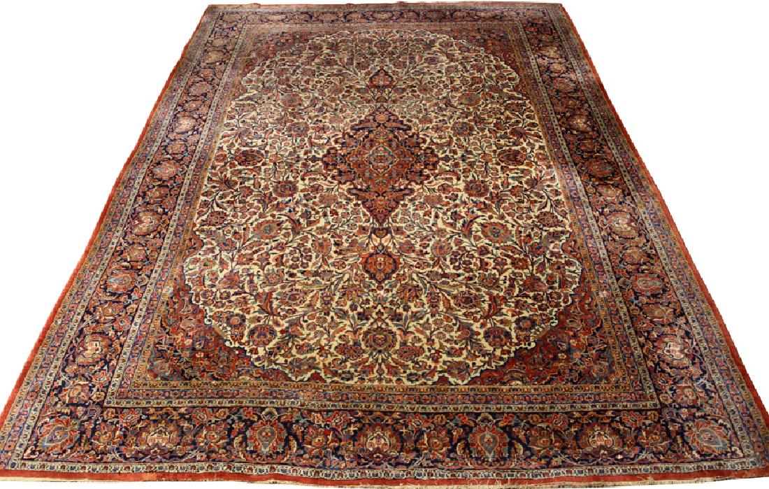 SAROUK PERSIAN CARPET CIRCA 1930 H 13'7" W 10': SAROUK PERSIAN CARPET CIRCA 1930 H 13'7" W 10' :Red field, closed all over motiff. Finely woven. From an Elm Court, Grosse Pointe Farms home.