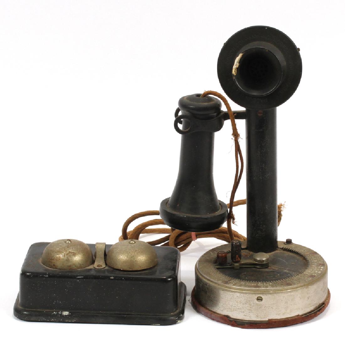 S.H. COUCH CO. RINGER,CANDLE STICK PHONE AUTOPHONE: S.H. COUCH CO., BOSTON, MASS. U.S.A, RINGER,CANDLE STICK PHONE AUTOPHONE H 11" W 7" :Manufacturers of Candle-stick hand-held Rotary telephones with dial and Bell Ringer. Pat.d; May 17, 1910, and June 