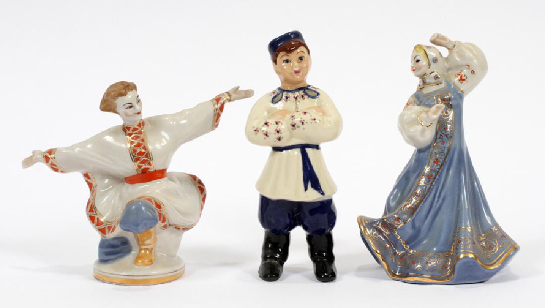 UKRANIAN SSR AND RUSSIAN, CERAMICS, 3 PCS: UKRANIAN SSR AND RUSSIAN, CERAMICS, 3 PCS, H 4"-5" :Made in Ukranian SSR. Two are marked with Ukraine SSR. From the Estate of Olga Omelianoff, Beverly Hills, Mich.