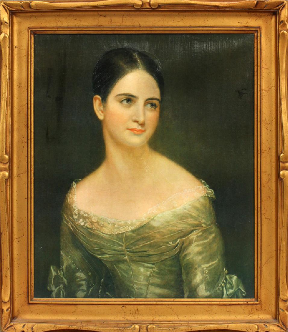 AFTER THOMAS SULLY, PORTRAIT OF MISS PEARCE, PRINT: AFTER THOMAS SULLY, PORTRAIT OF MISS PEARCE, PRINT H 24" W 20" :Framed. From an elegant home on Shady Creek Lane, Farmington Hills.