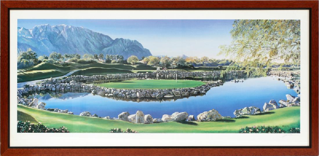 AFTER RUTH MAYER, OFFSET LITHOGRAPH: AFTER RUTH MAYER (AMERICAN, CONTEMPORARY), OFFSET LITHOGRAPH OF A GOLF COURSE, H 15", W 37", "P.G.A. WEST" :#103/395; individually signed and titled; framed.