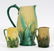 MAJOLICA POTTERY PITCHERS, 3 PCS