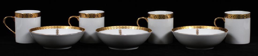 FRANK LLOYD WRIGHT BY TIFFANY & CO. MUGS & BOWLS: FRANK LLOYD WRIGHT BY TIFFANY & CO., PORCELAIN MUGS & BOWLS, C1990, 33 PCS, H 2", DIA 6.25" (BOWL) :A 33-piece collection of Frank Lloyd Wright inspired Tiffany & Co. porcelain, having the 'Imperial'