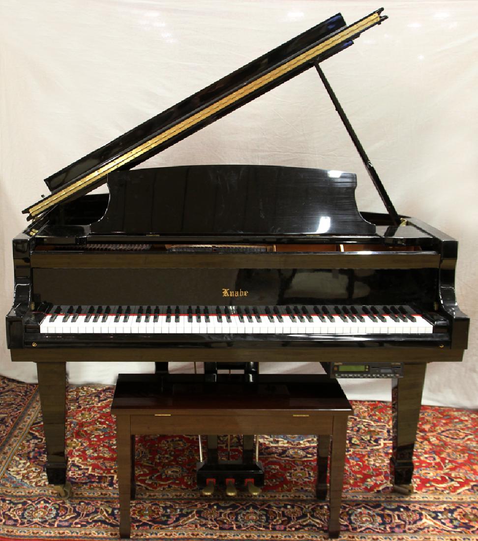 KNABE GRAND PIANO CIRCA 2000, WITH DISC PLAYER: KNABE GRAND PIANO CIRCA 2000, WITH DISC PLAYER L 62" G 109232 :WITH BENCH. Black lacquer finish.