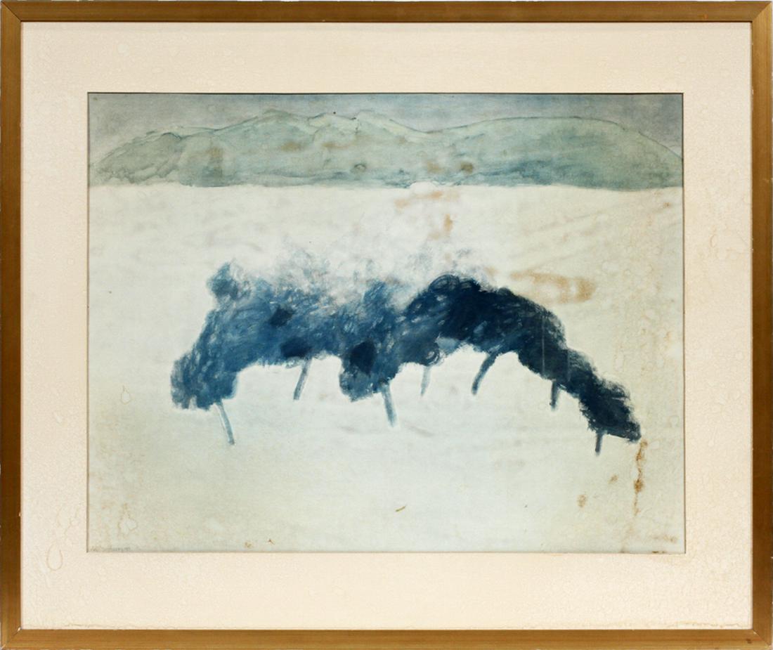 AFTER MILTON AVERY, GICLEE ON PAPER, "SPRING ORCHARD": AFTER MILTON AVERY (AMERICAN, 1893-1964), GICLEE ON PAPER, H 22.25", L 29", "SPRING ORCHARD" :A giclee on paper after "Spring Orchard" by listed American artist, Milton Avery. Depicting a row of trees