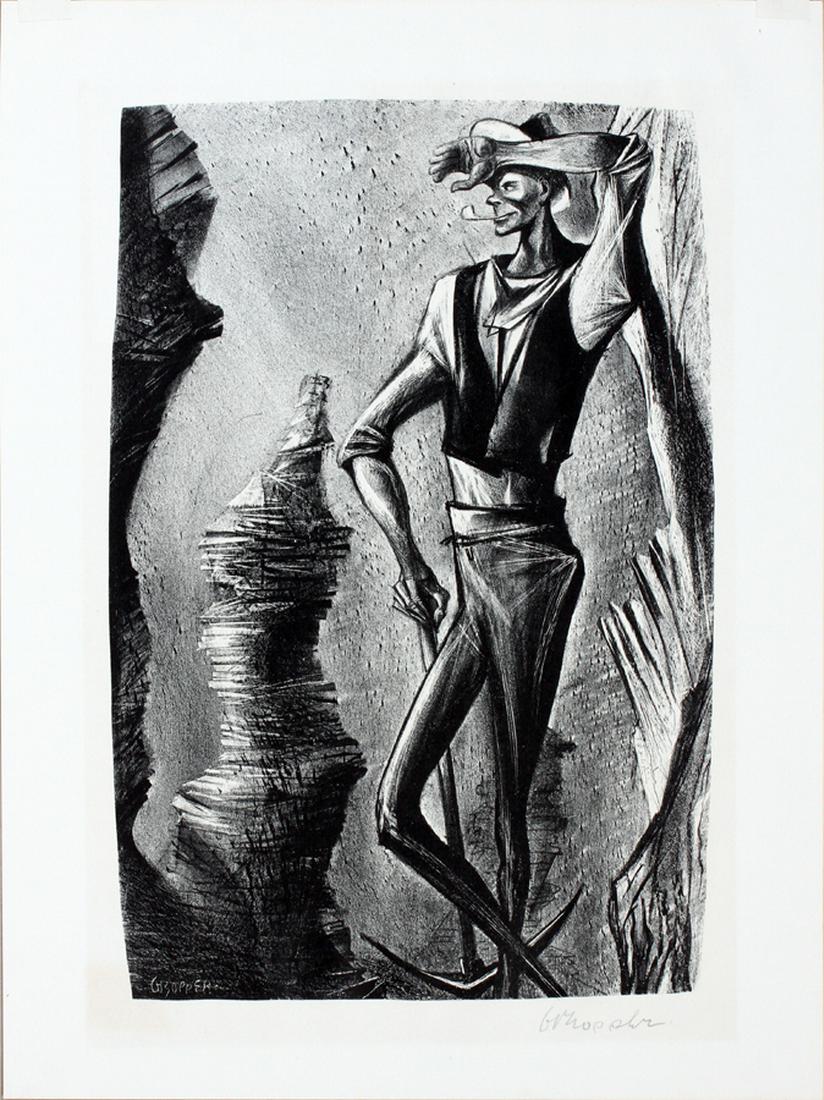 WILLIAM GROPPER, LITHOGRAPH "FINN MACCOOL": WILLIAM GROPPER, USA 1897 - 77, LITHOGRAPH H 8 3/4" W 13" "FINN MACCOOL" :PENCIL SIGNED. NOT FRAMED. ASSOCIATED AMERICAN ARTISTS.