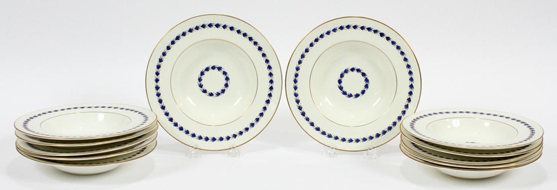 ROYAL WORCESTER 'LAREATH' PORCELAIN BOWLS: ROYAL WORCESTER 'LAREATH' PORCELAIN BOWLS, 12 PCS, H 1.25", DIA 8":A set of Royal Worcester soup bowls, having the 'Lareath' pattern. Signature branding to the undersides. Ex-collection of Josephine C