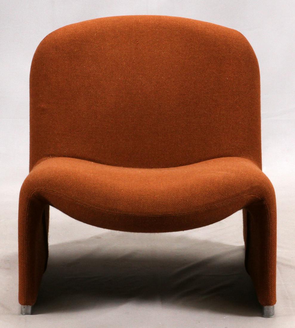 GIANCARLO PIRETTI ALKY LOUNGE CHAIR: GIANCARLO PIRETTI, MID CENTURY MODERN ALKY LOUNGE CHAIR H 26" W 25" D 27" :'Alky' lounge chair designed by Giancarlo Piretti for Castelli. The circa is 1970's. The chair has a brown tweed upholstery. 