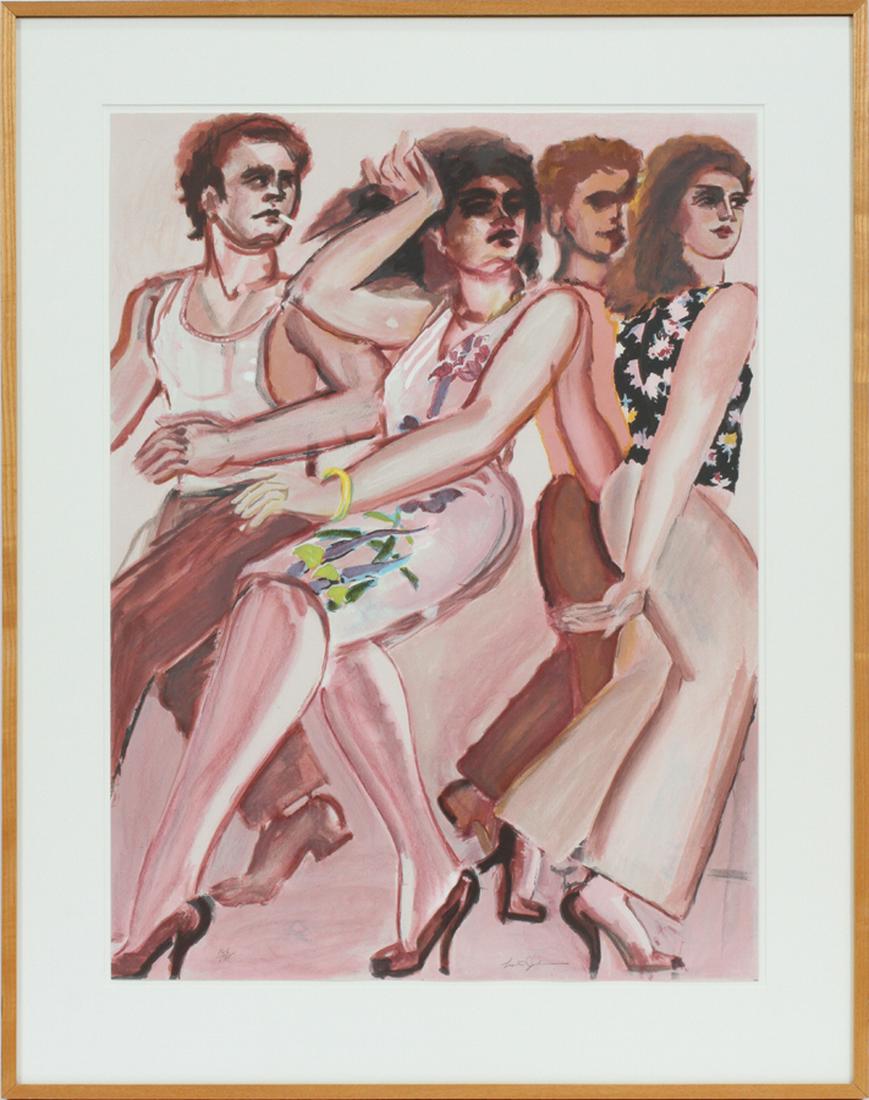 LESTER F. JOHNSON COLOR LITHOGRAPH: LESTER F. JOHNSON (AMERICAN, 1919â€“2010), COLOR LITHOGRAPH, H 29.2", W 22.5", "NEW YORK DANCERS" :#168/175; pencil signed; framed.