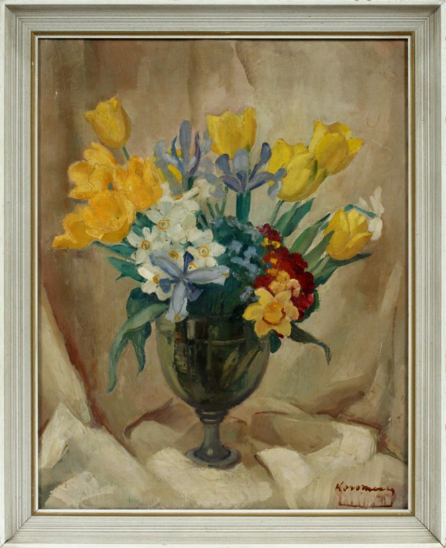 CATHERINE DE KABOSMEZEY OIL ON CANVAS: CATHERINE DE KABOSMEZEY (B. 1905), OIL ON CANVAS, H 27 1/2", W 21 1/2" :Framed and signed lower right.